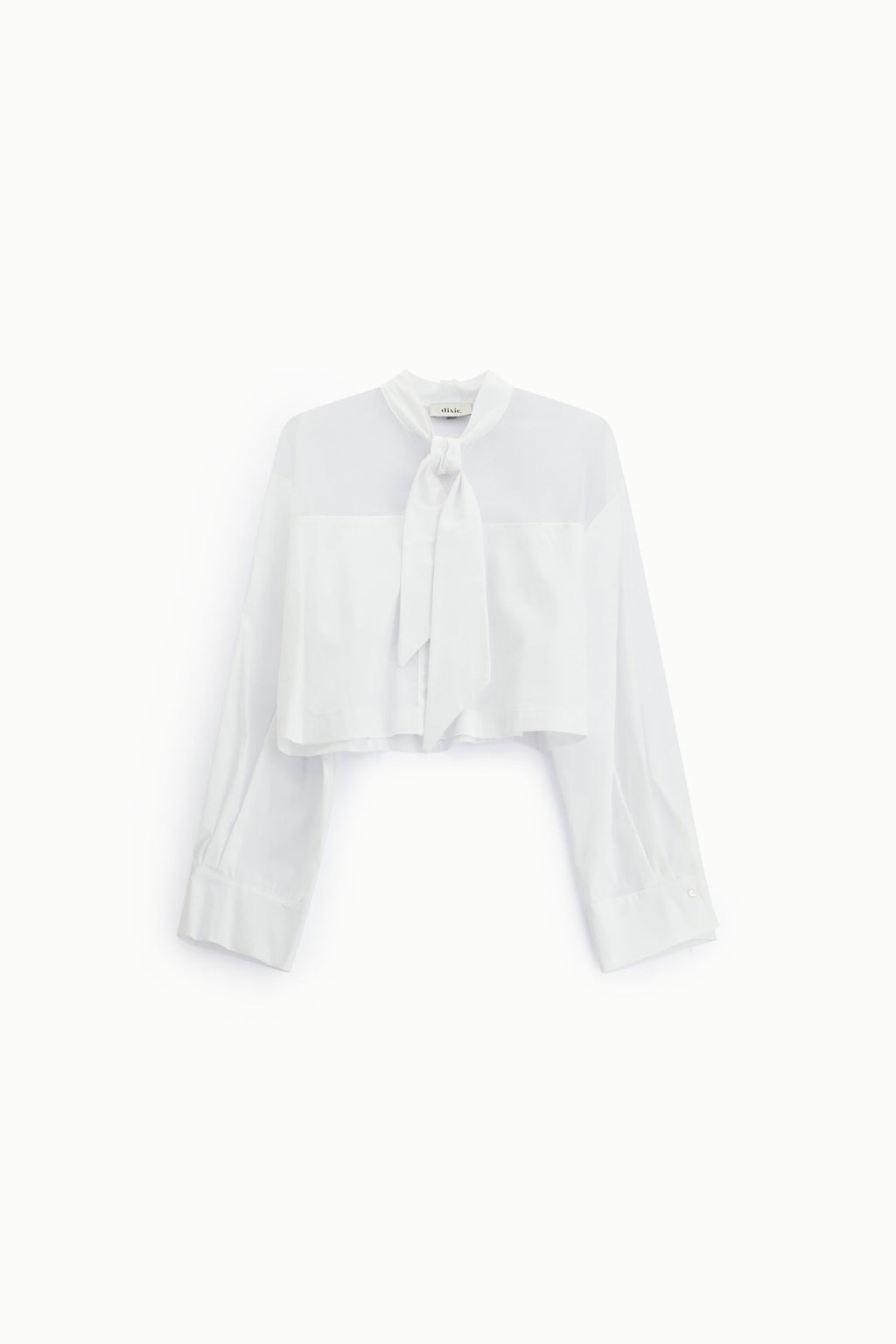 Camicia cropped con fiocco e maniche lunghe