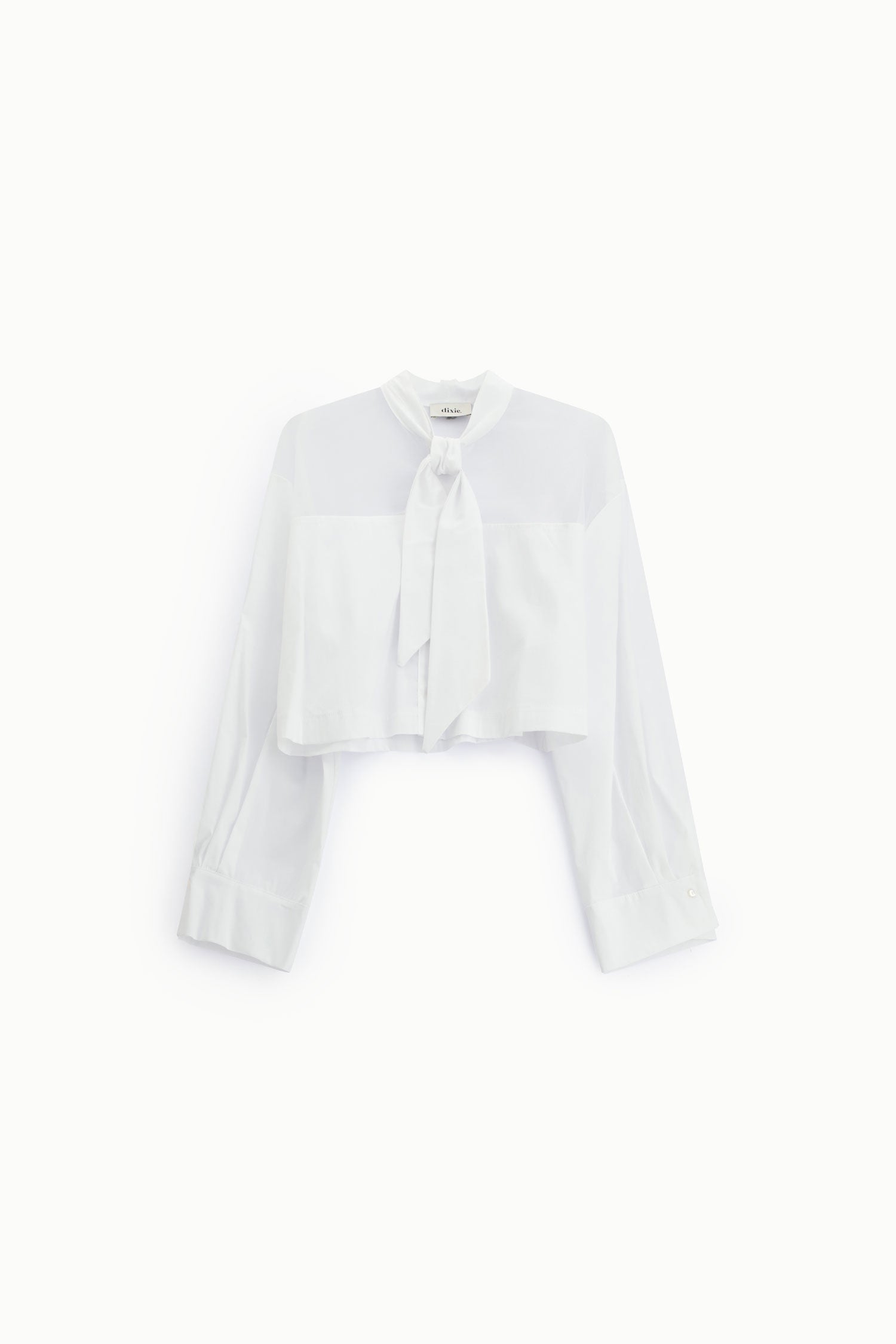 Camicia cropped con fiocco e maniche lunghe