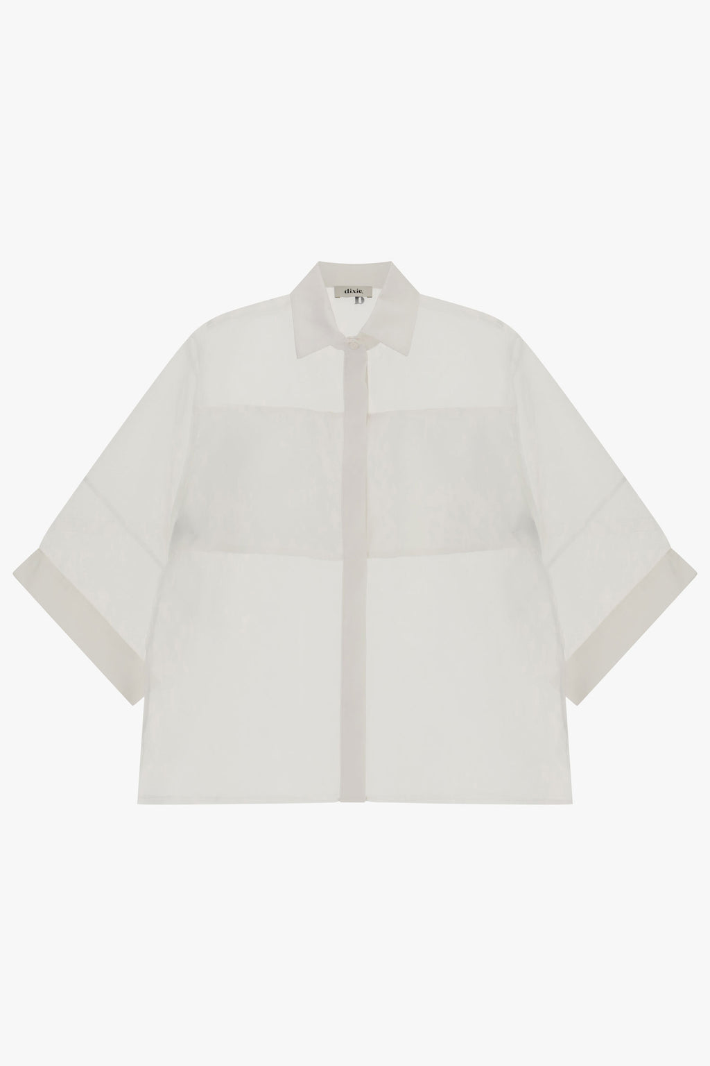 Camicia oversize trasparente con maniche a tre quarti