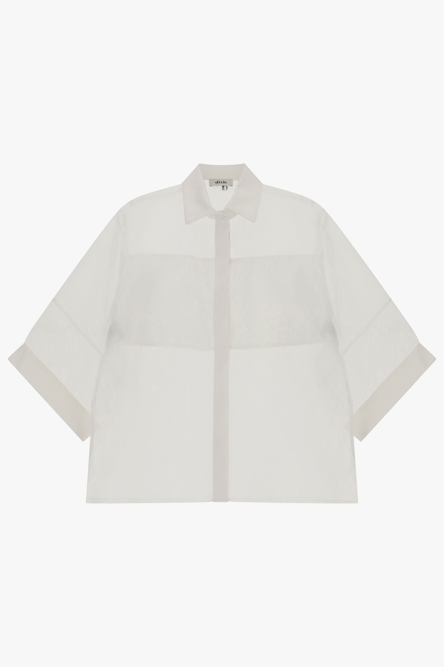 Camicia oversize trasparente con maniche a tre quarti