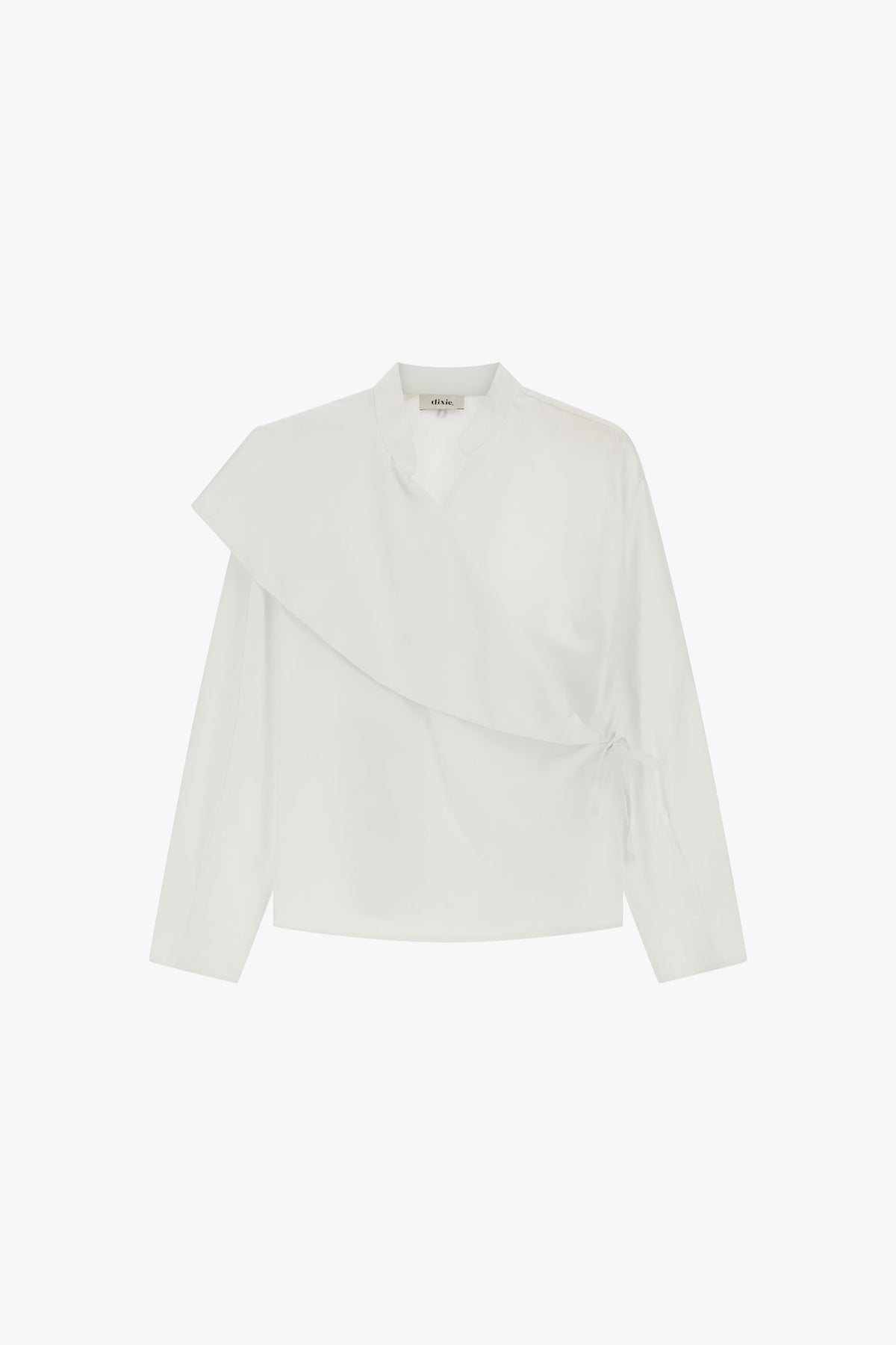 Blusa asimmetrica con maniche lunghe e nodo laterale