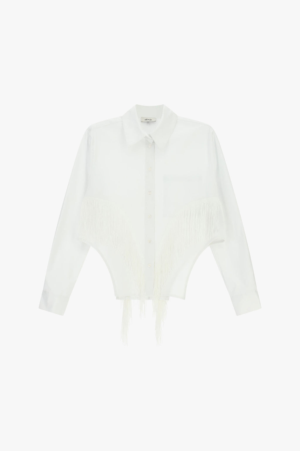 Camicia cropped con frange e taschino