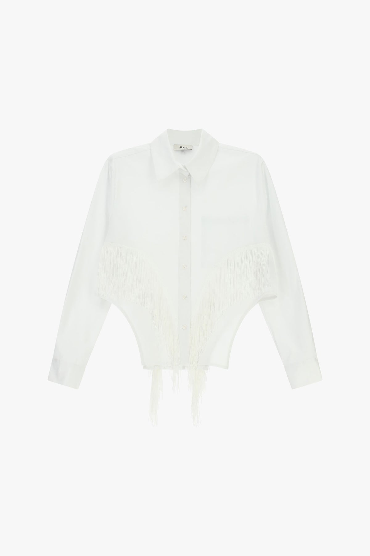 Camicia cropped con frange e taschino