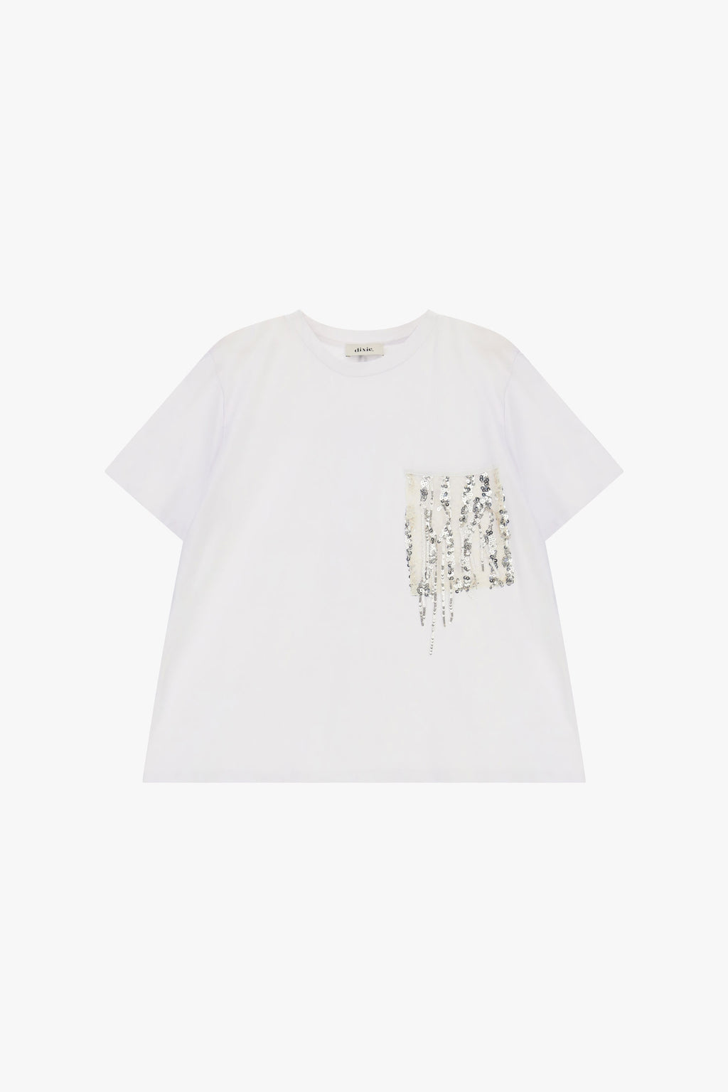 T-shirt a maniche corte con taschino e paillettes