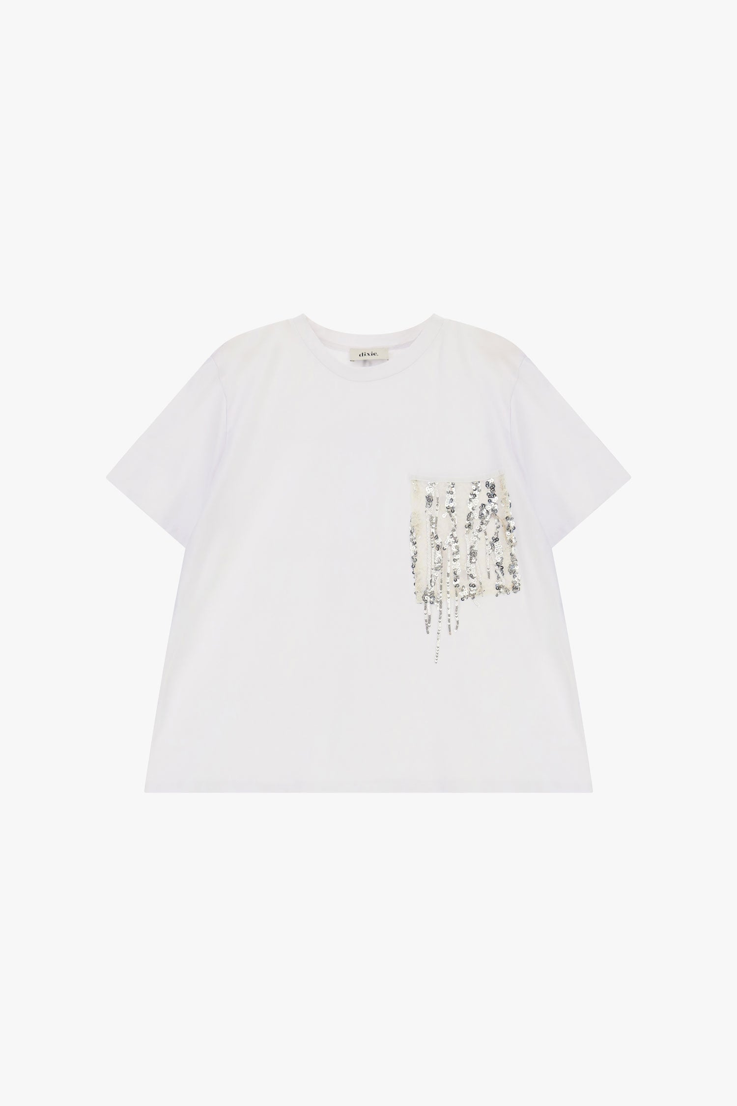 T-shirt a maniche corte con taschino e paillettes