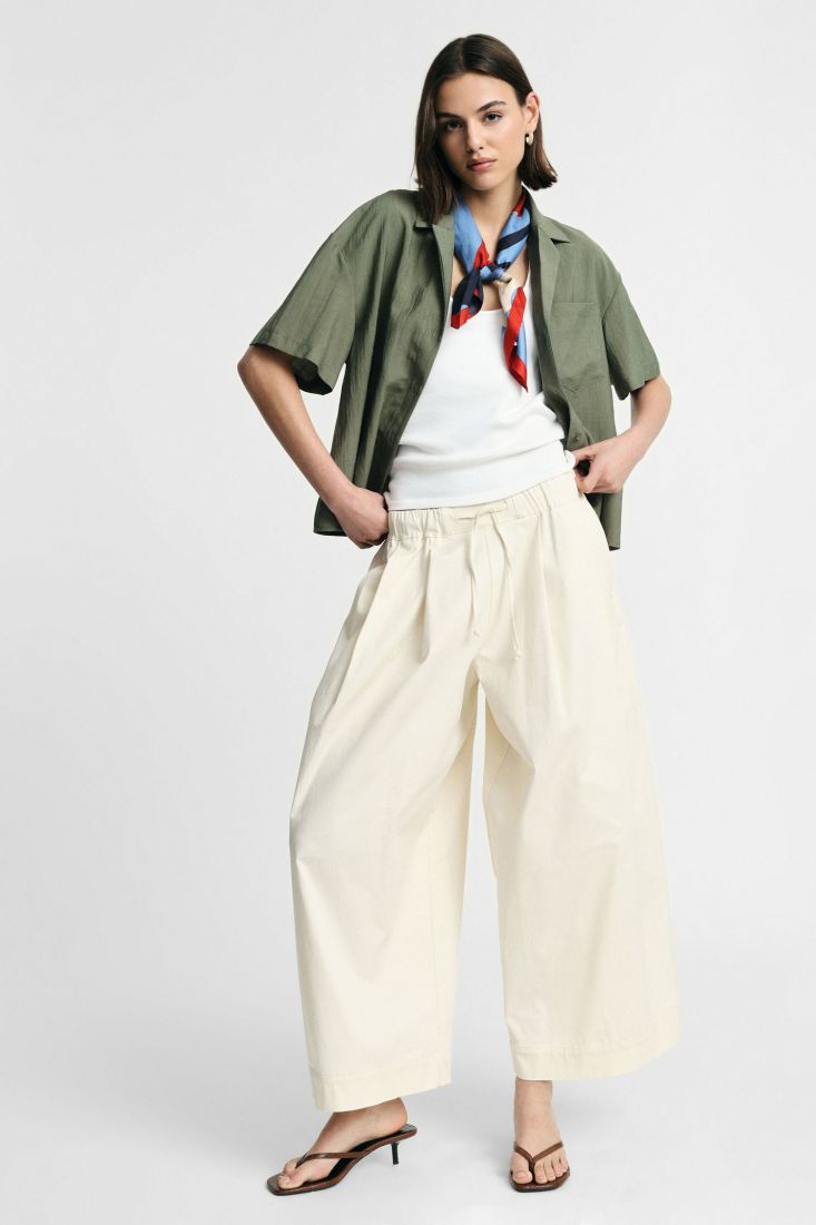 Pantaloni palazzo ampi a vita alta con coulisse