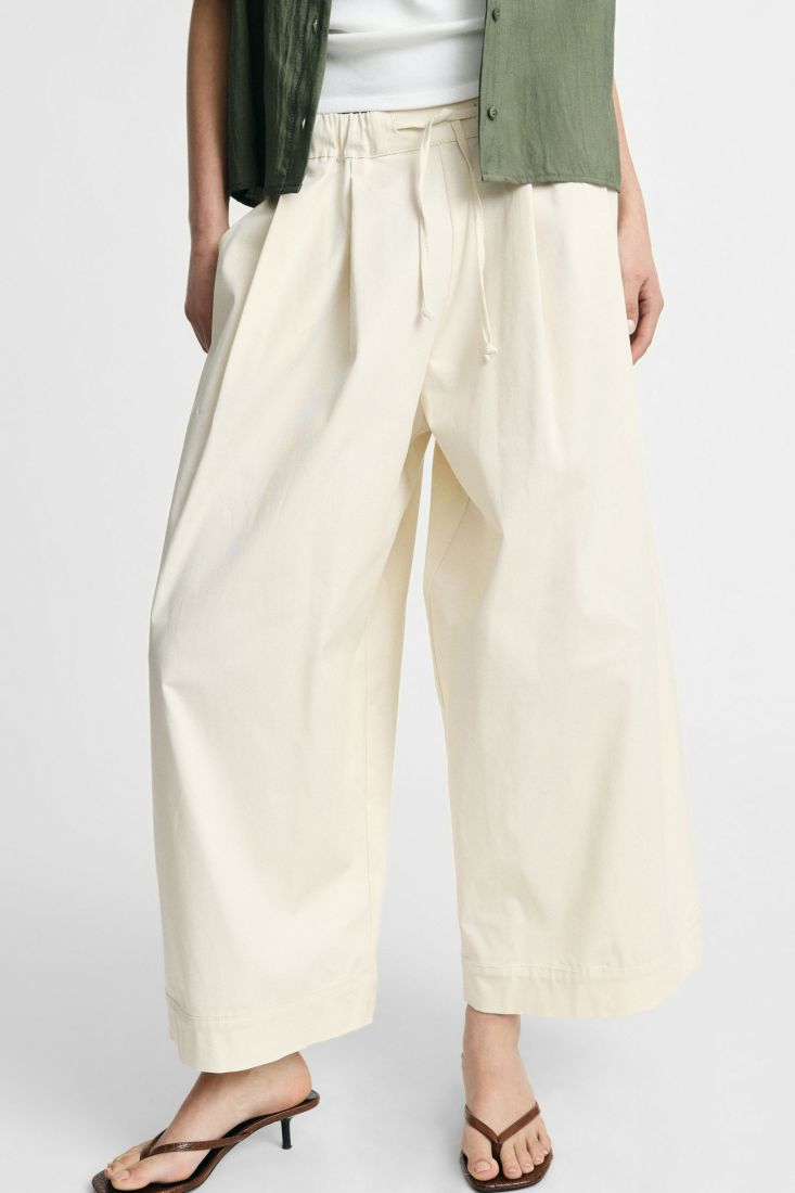 Pantaloni palazzo ampi a vita alta con coulisse