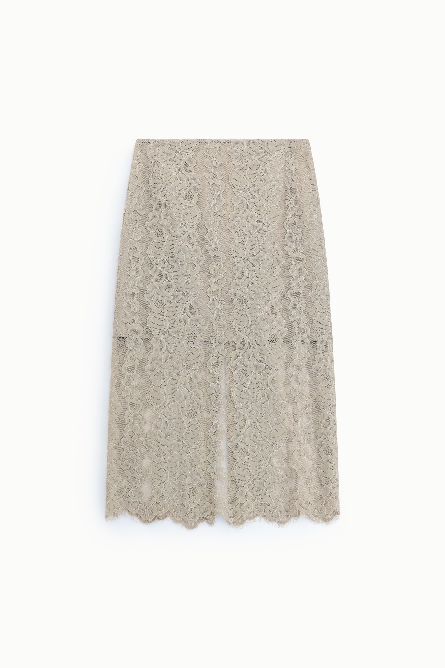 Gonna midi in pizzo con spacco laterale