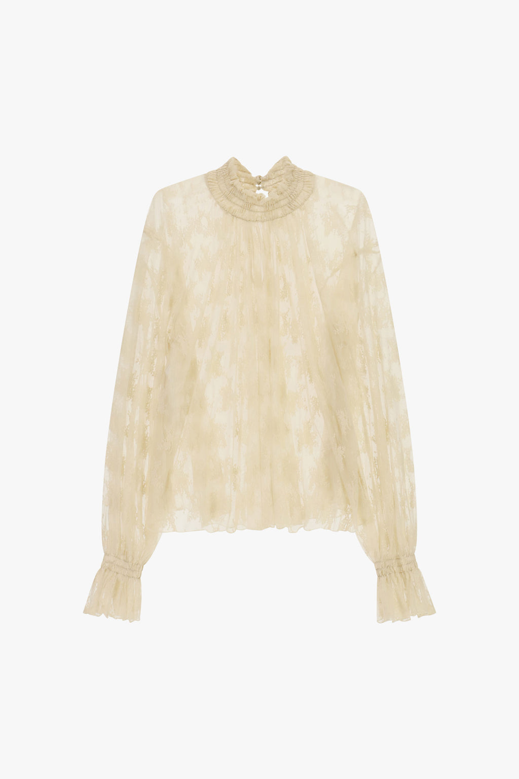 Top con maniche lunghe in tulle stampato