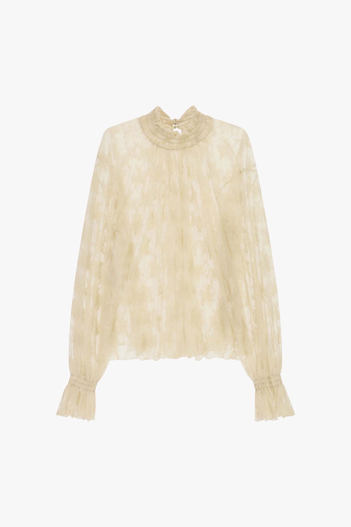 Top con maniche lunghe in tulle stampato
