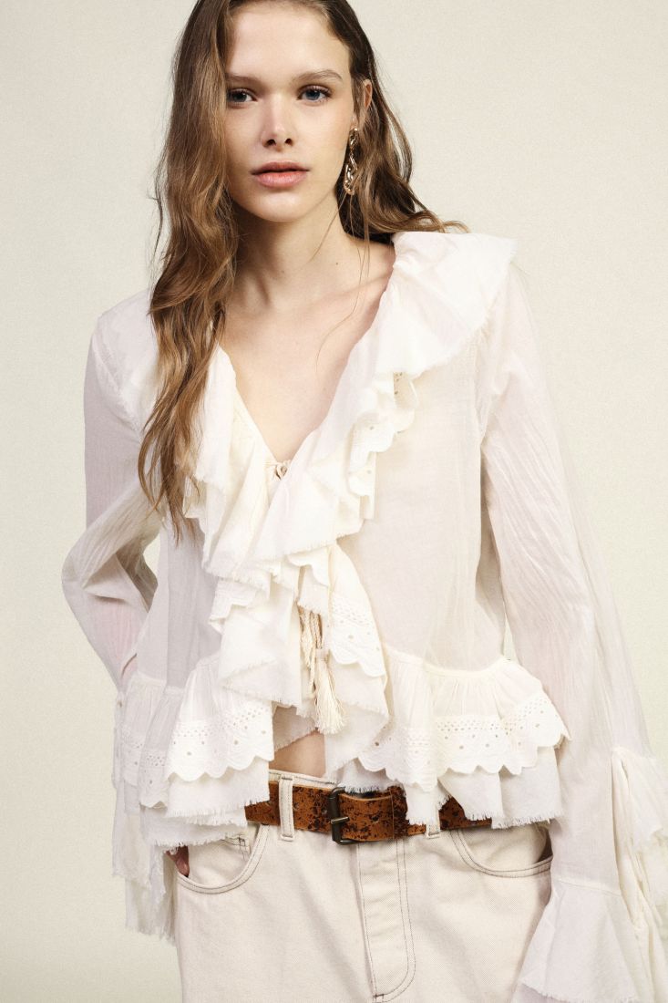 Blusa con volant e maniche ampie