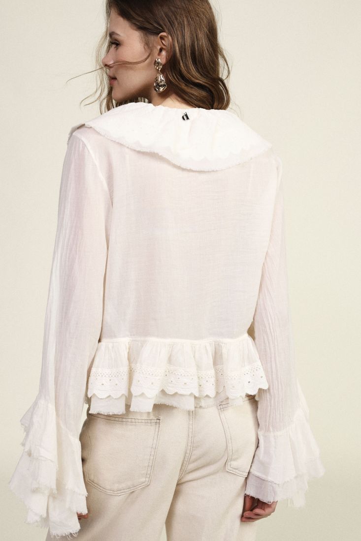 Blusa con volant e maniche ampie