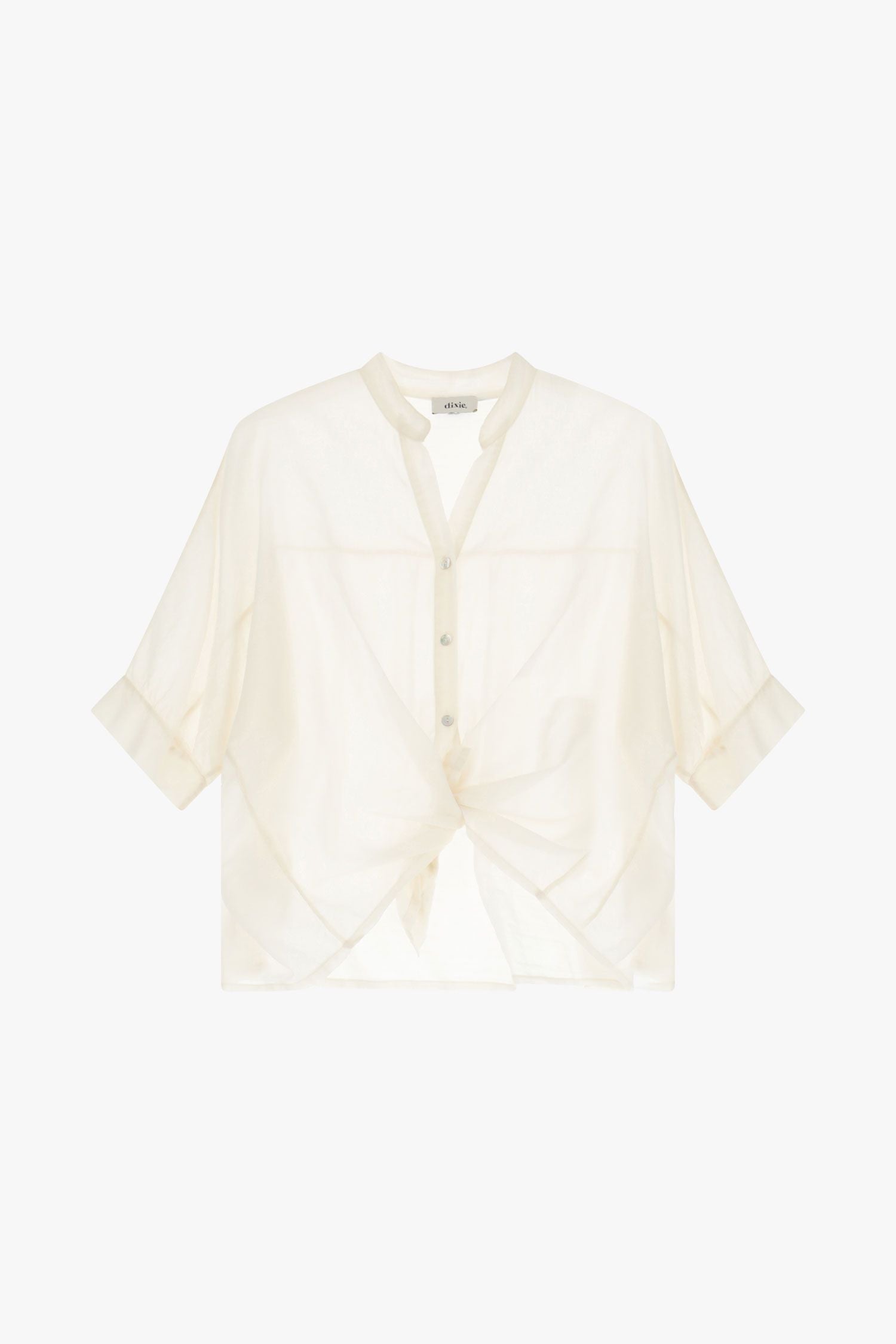 Camicia corta con nodo frontale e maniche ampie