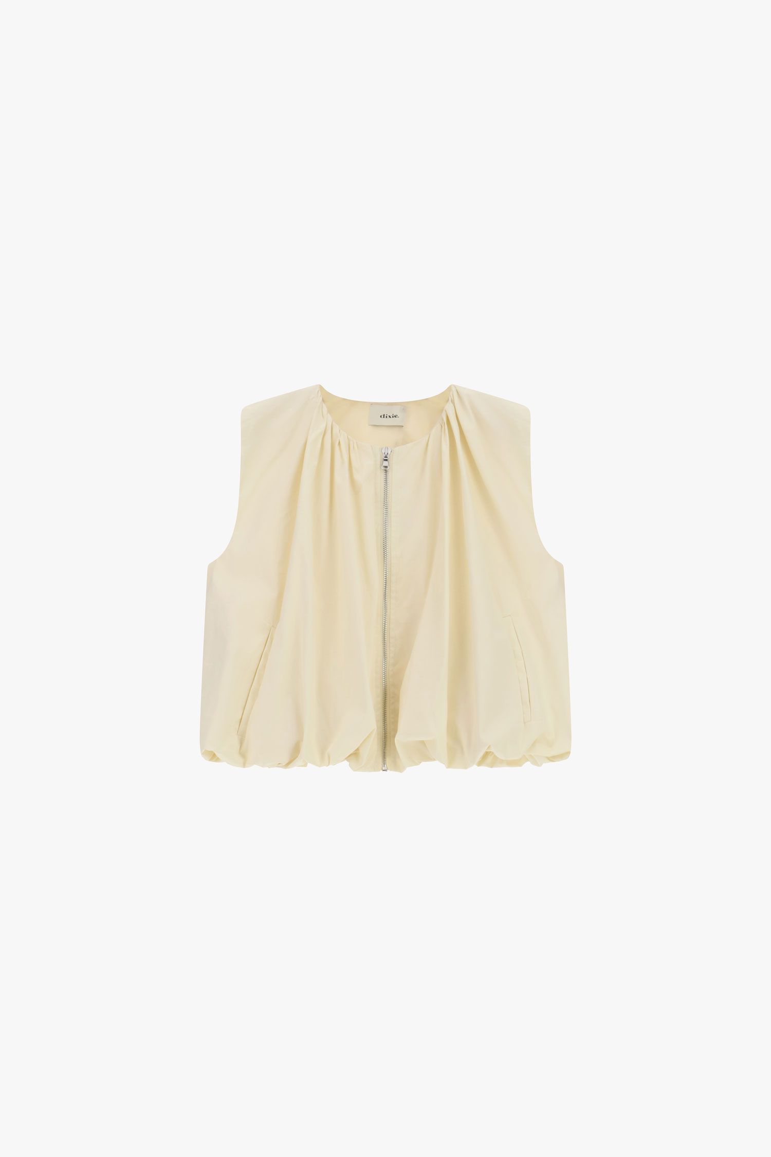 Gilet senza maniche con zip e taglio ampio
