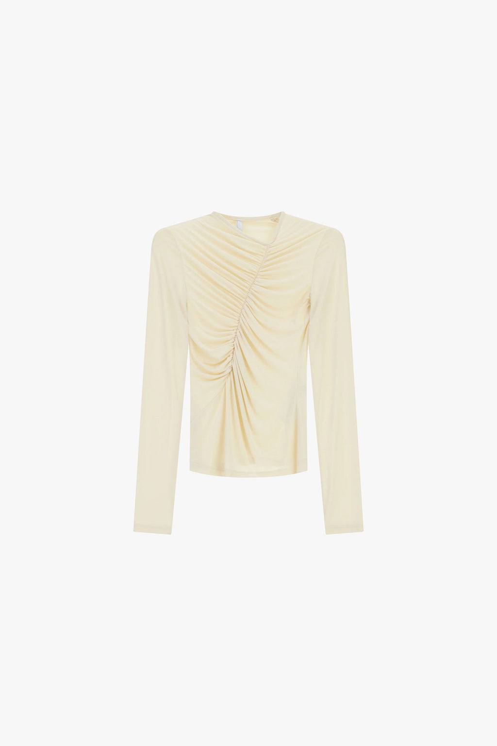 Top drappeggiato maniche lunghe scollo asimmetrico