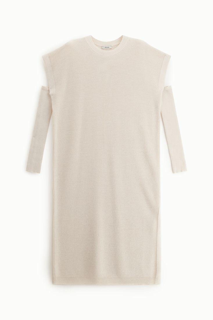 Abito midi a coste con spacco laterale