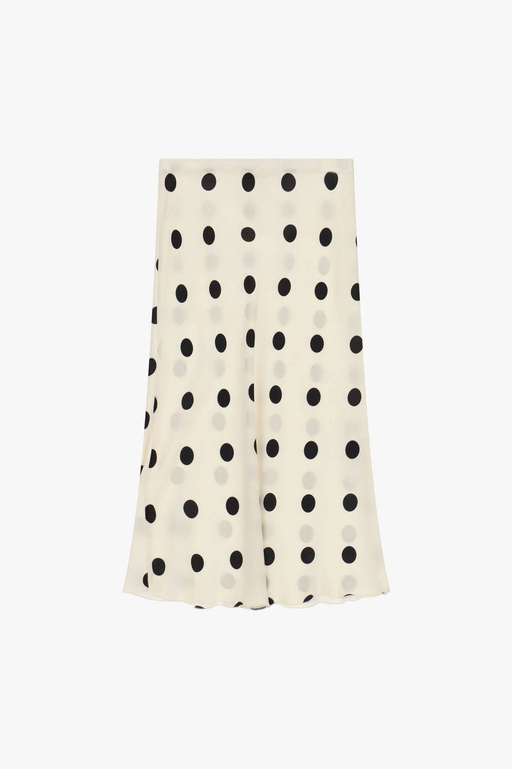 Gonna midi a pois con linea svasata