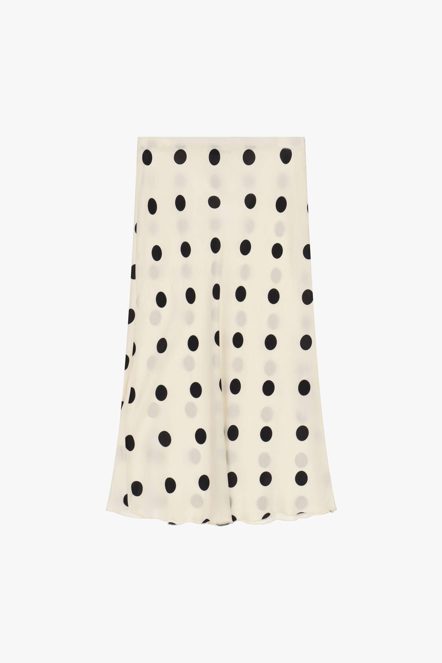 Gonna midi a pois con linea svasata