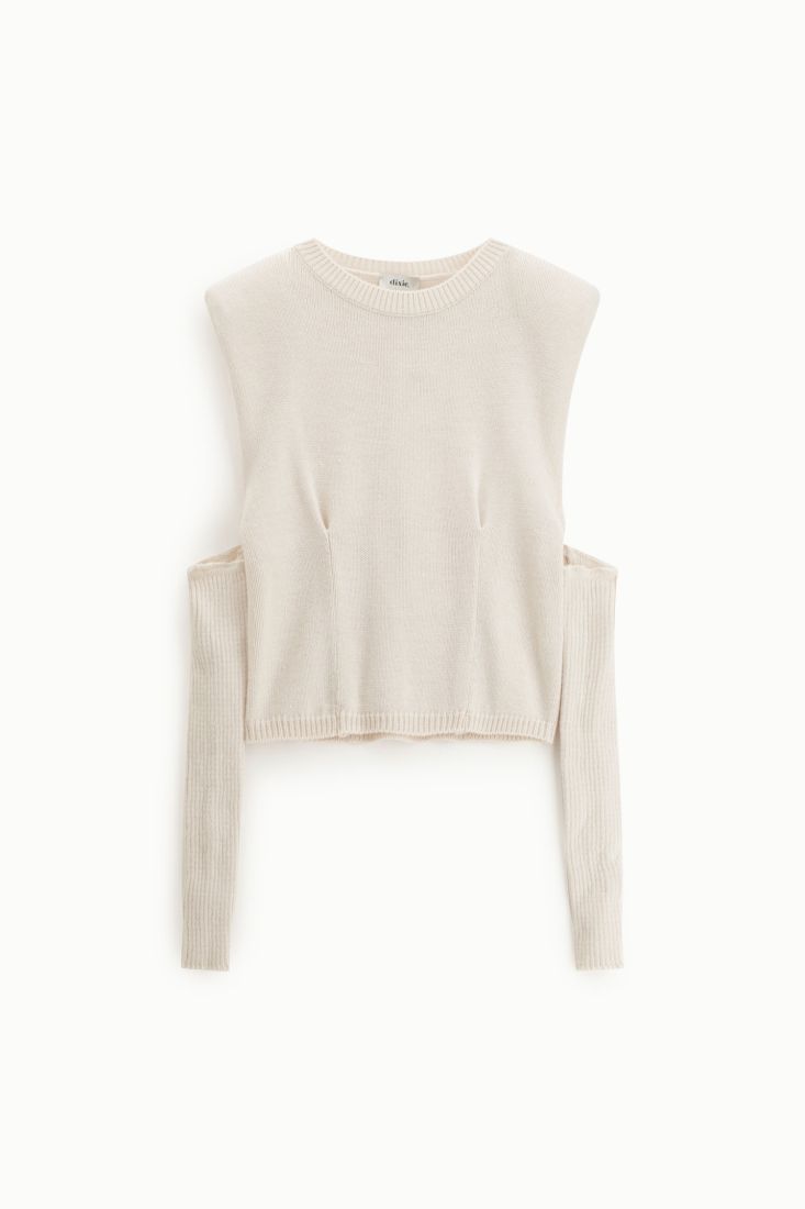 Maglione corto con maniche lunghe rimovibili