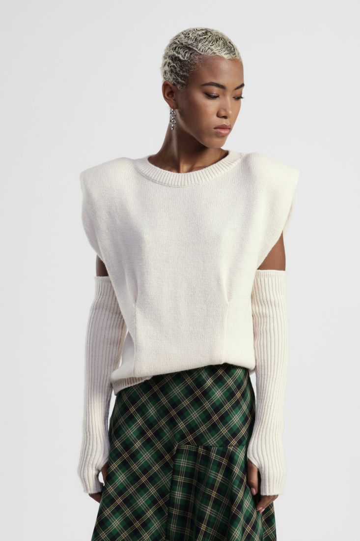 Maglione corto con maniche lunghe rimovibili