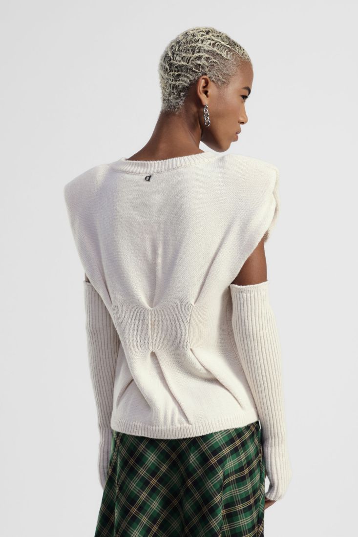 Maglione corto con maniche lunghe rimovibili