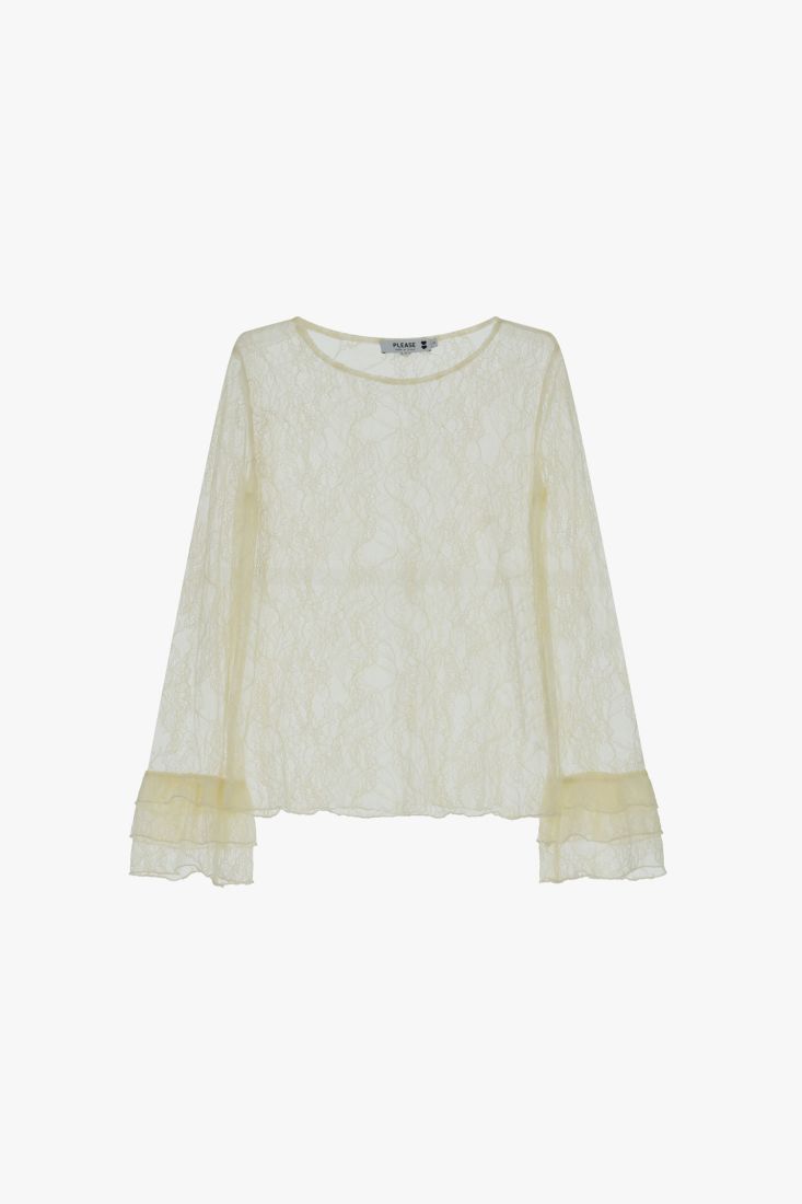 Top in pizzo con maniche lunghe