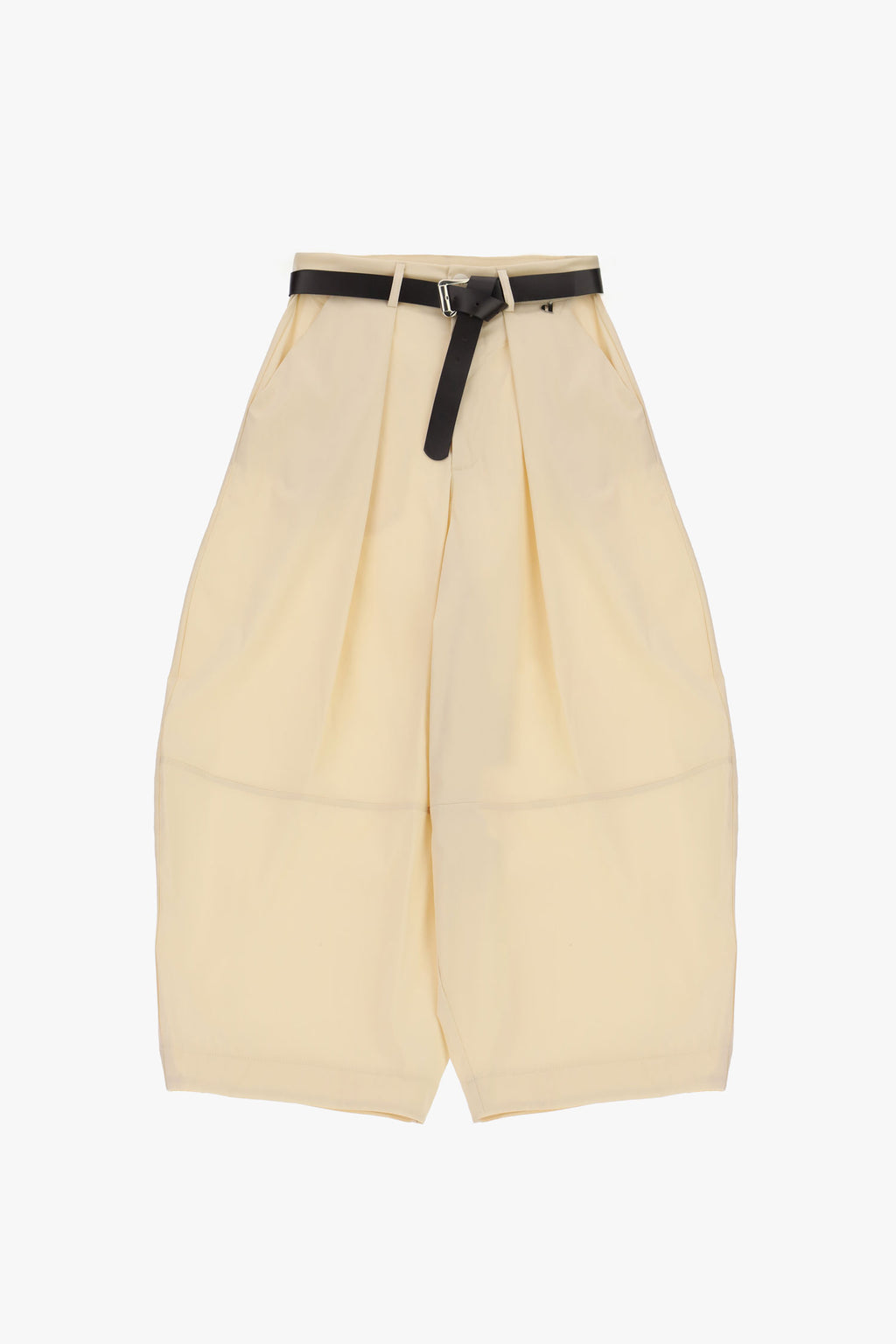 Pantaloni palazzo cropped con cintura e pieghe