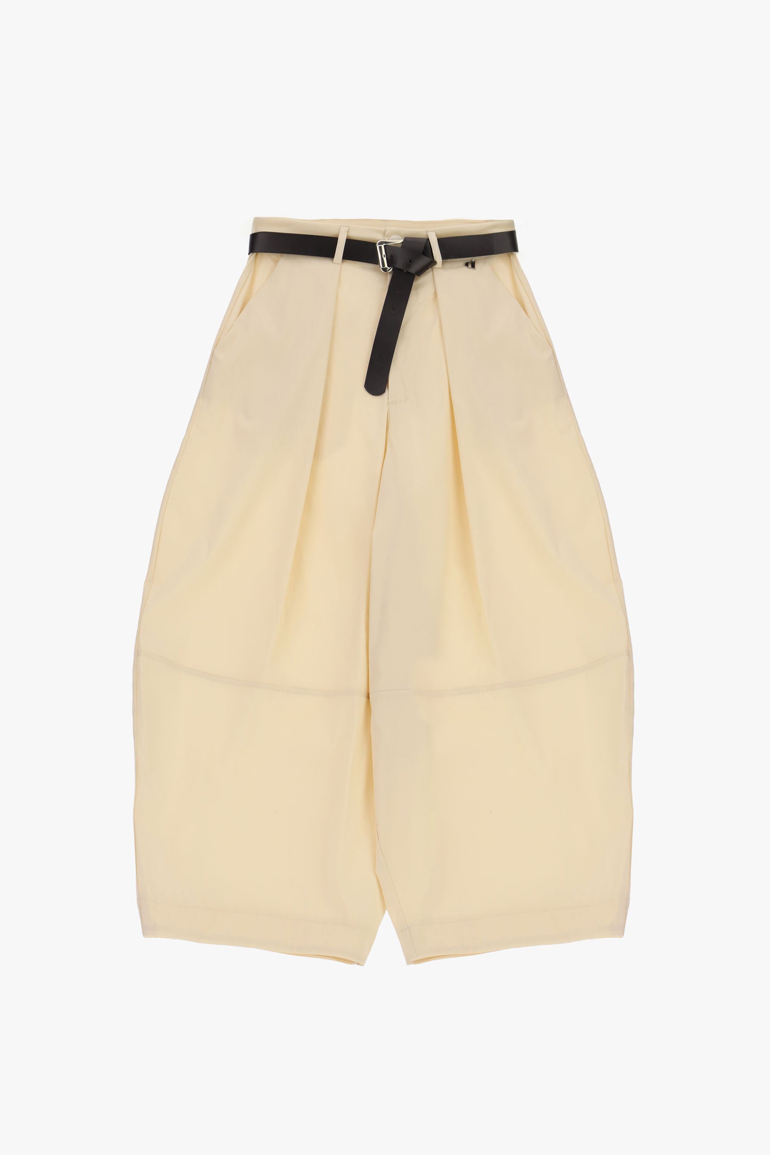 Pantaloni palazzo cropped con cintura e pieghe