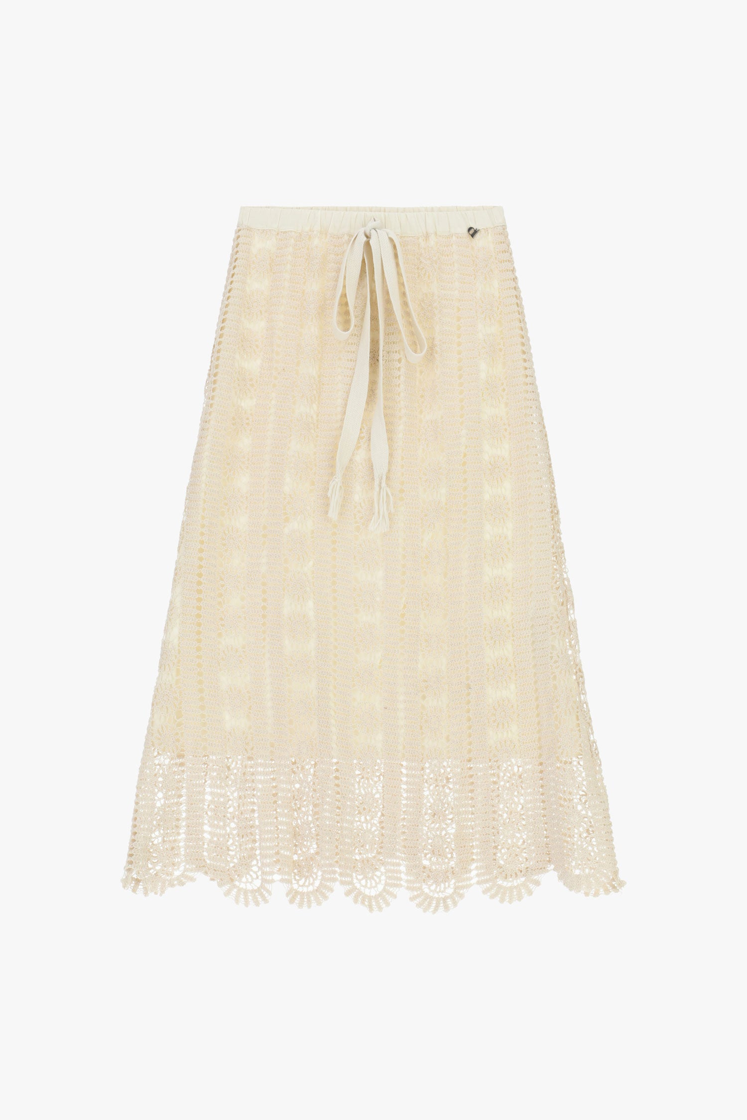 Gonna midi traforata con coulisse in vita