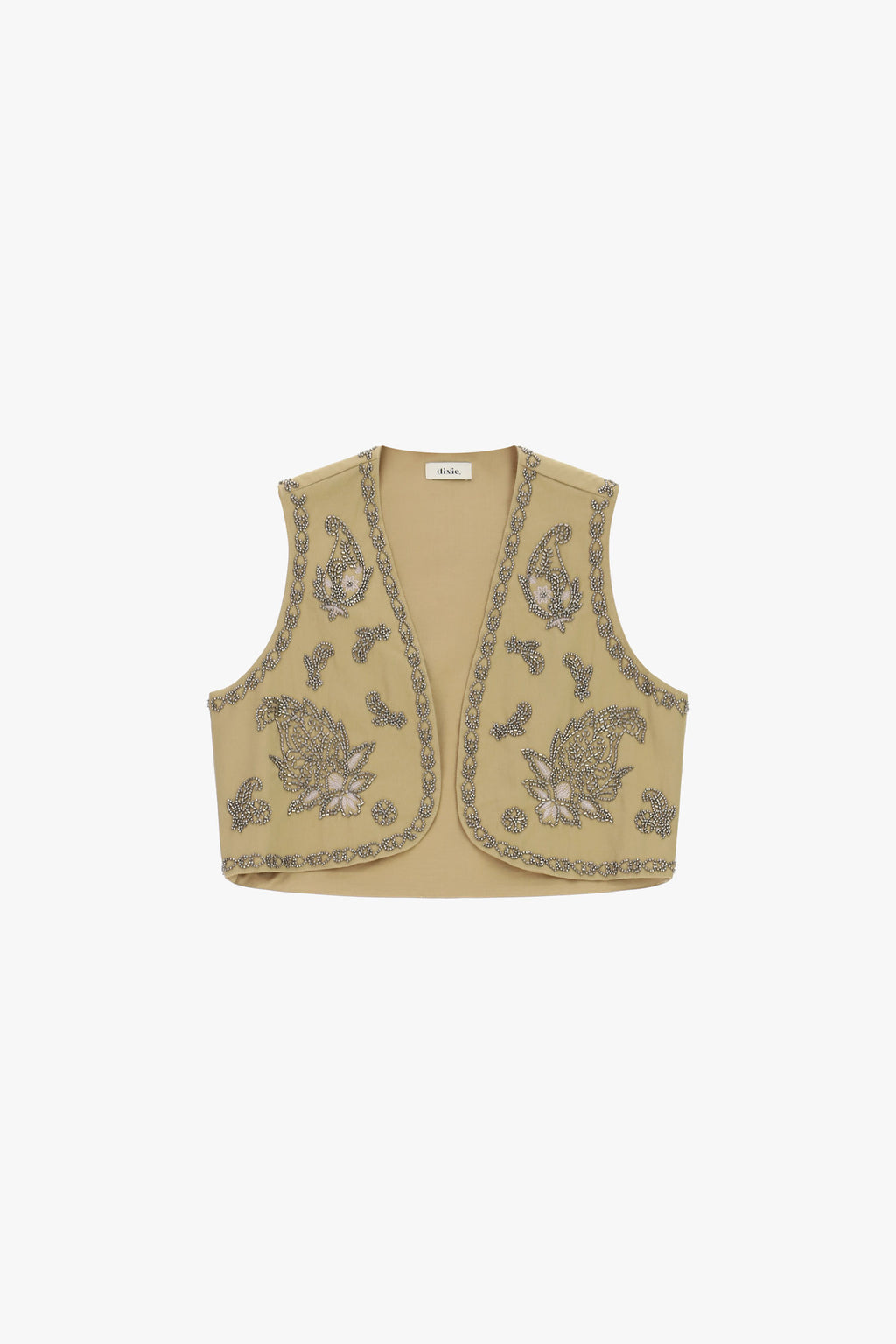 Gilet corto ricamato con motivi floreali