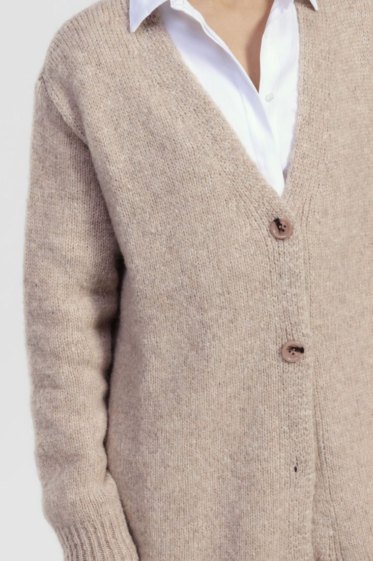 Cardigan con scollo a v e bottoni frontali
