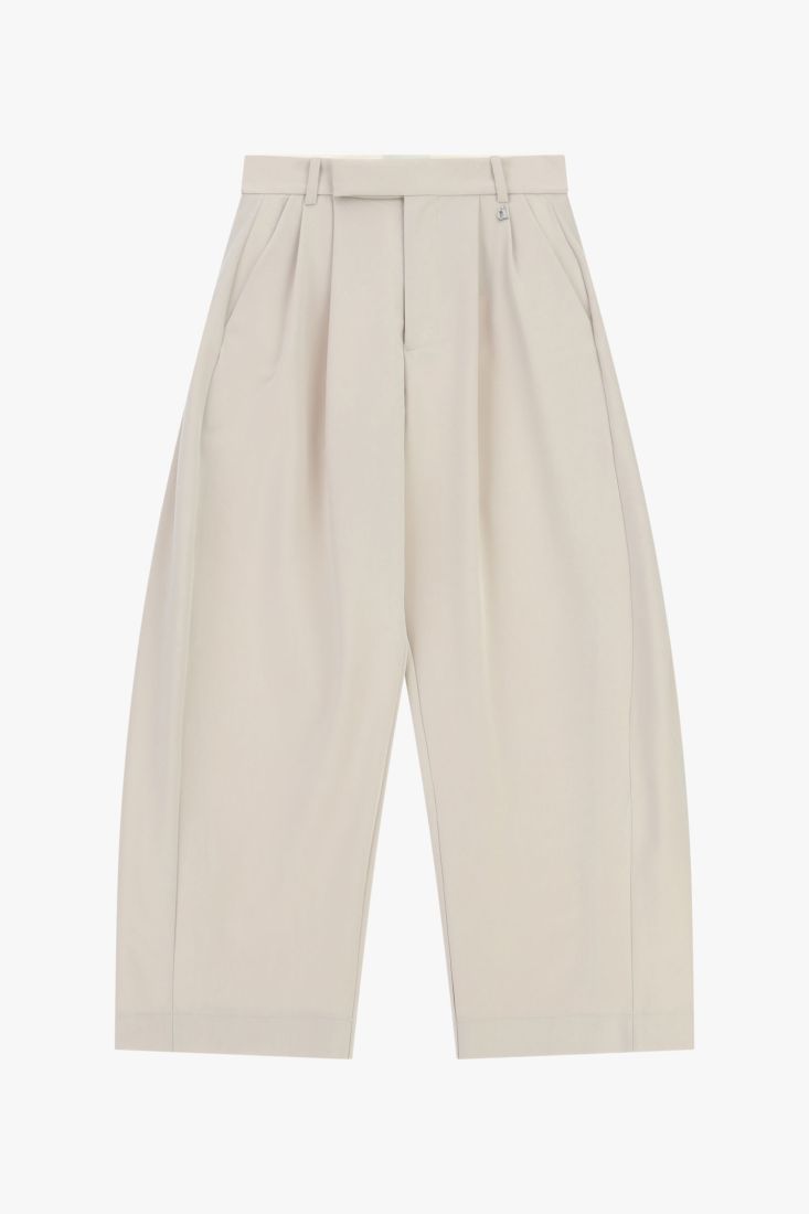 Pantaloni palazzo cropped vita alta con pinces