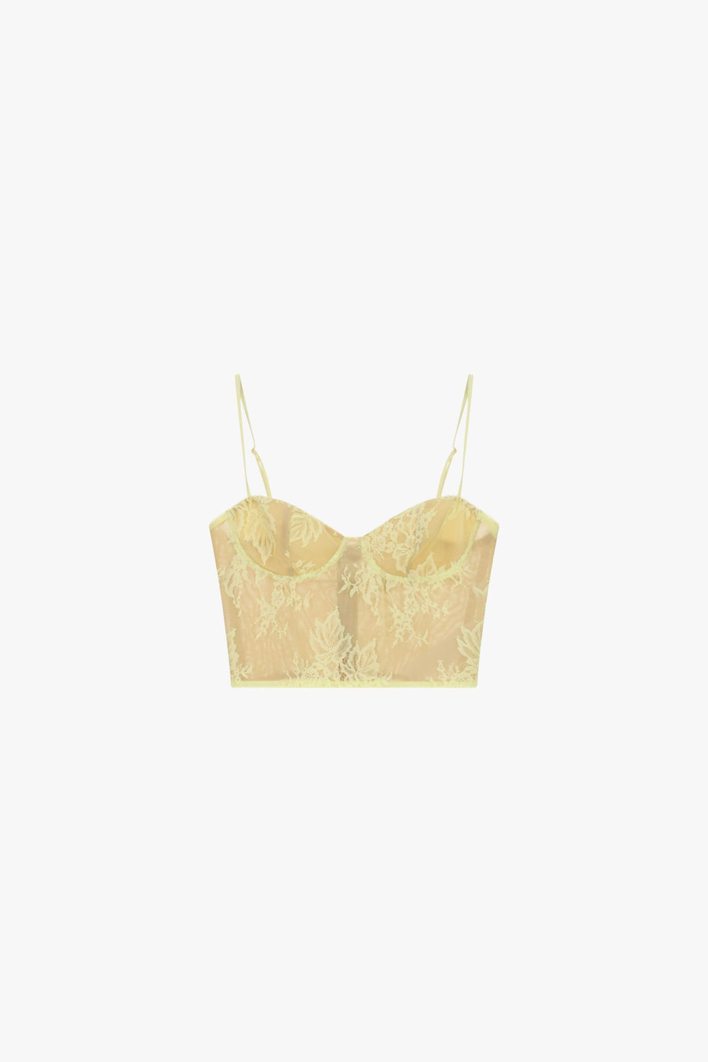 Top cropped con spalline e ricamo floreale