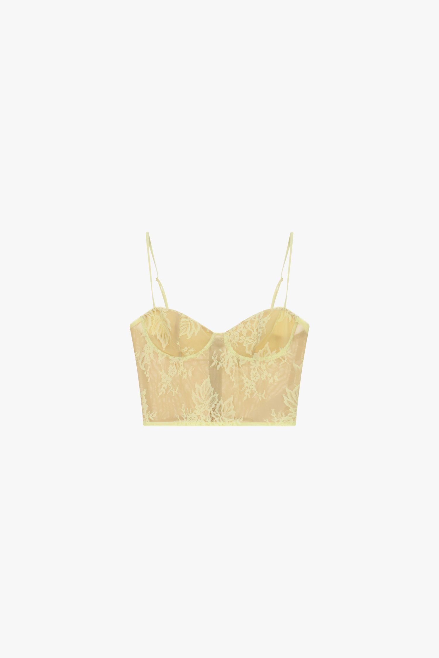 Top cropped con spalline e ricamo floreale