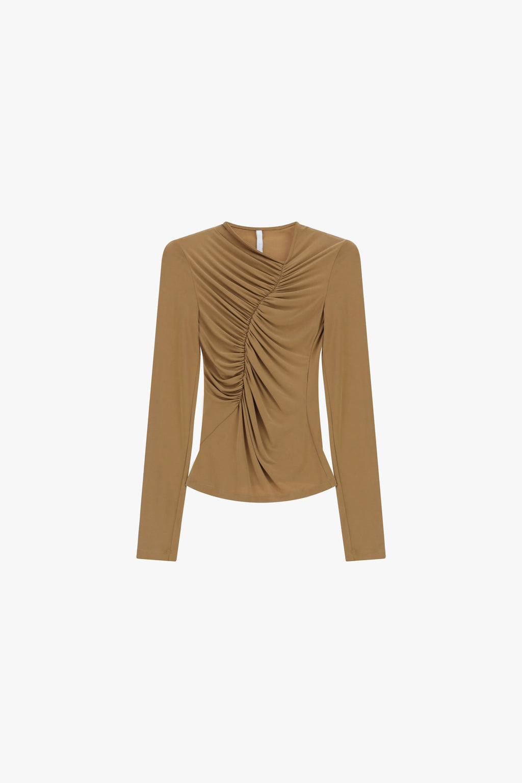 Top drappeggiato maniche lunghe scollo asimmetrico