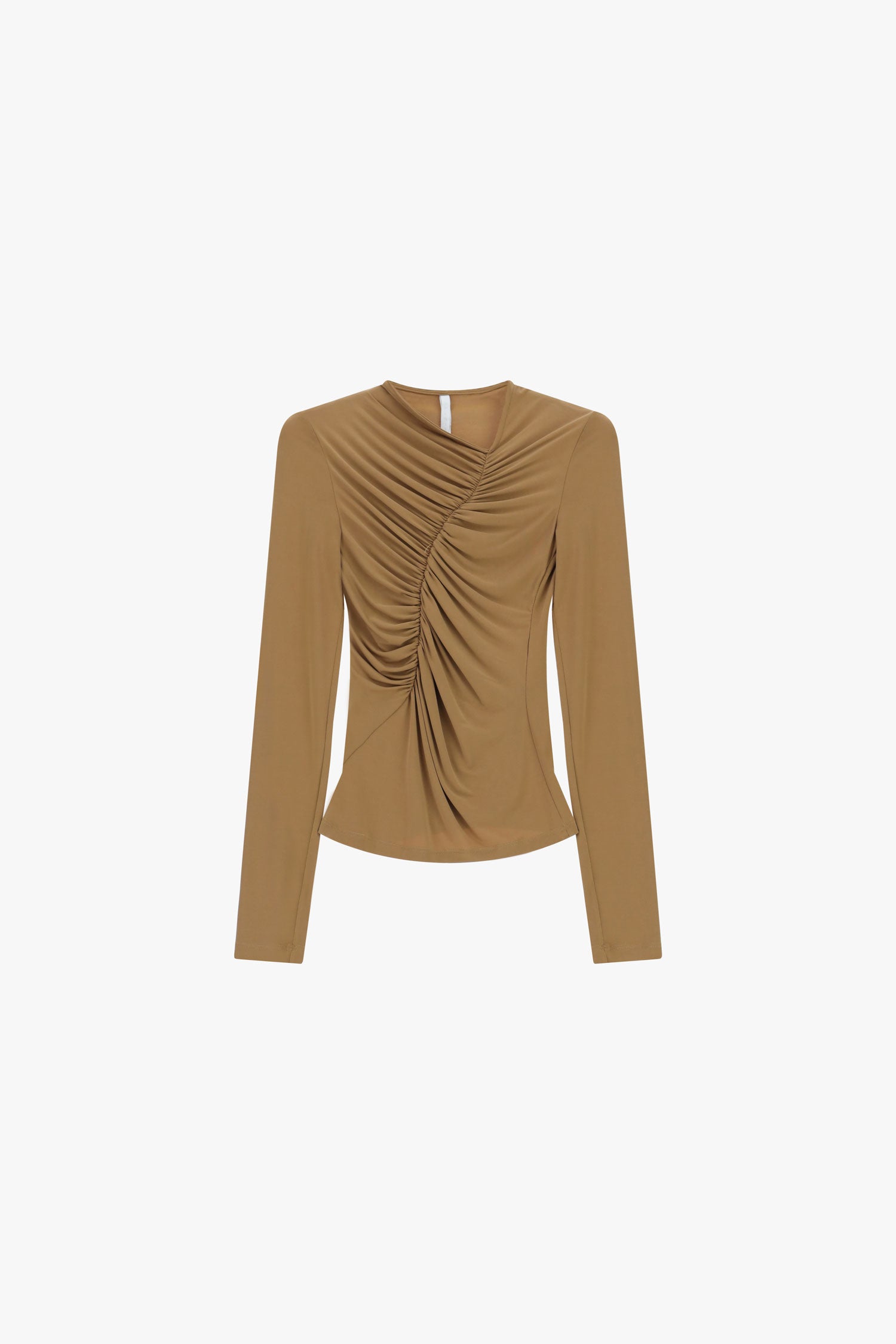 Top drappeggiato maniche lunghe scollo asimmetrico