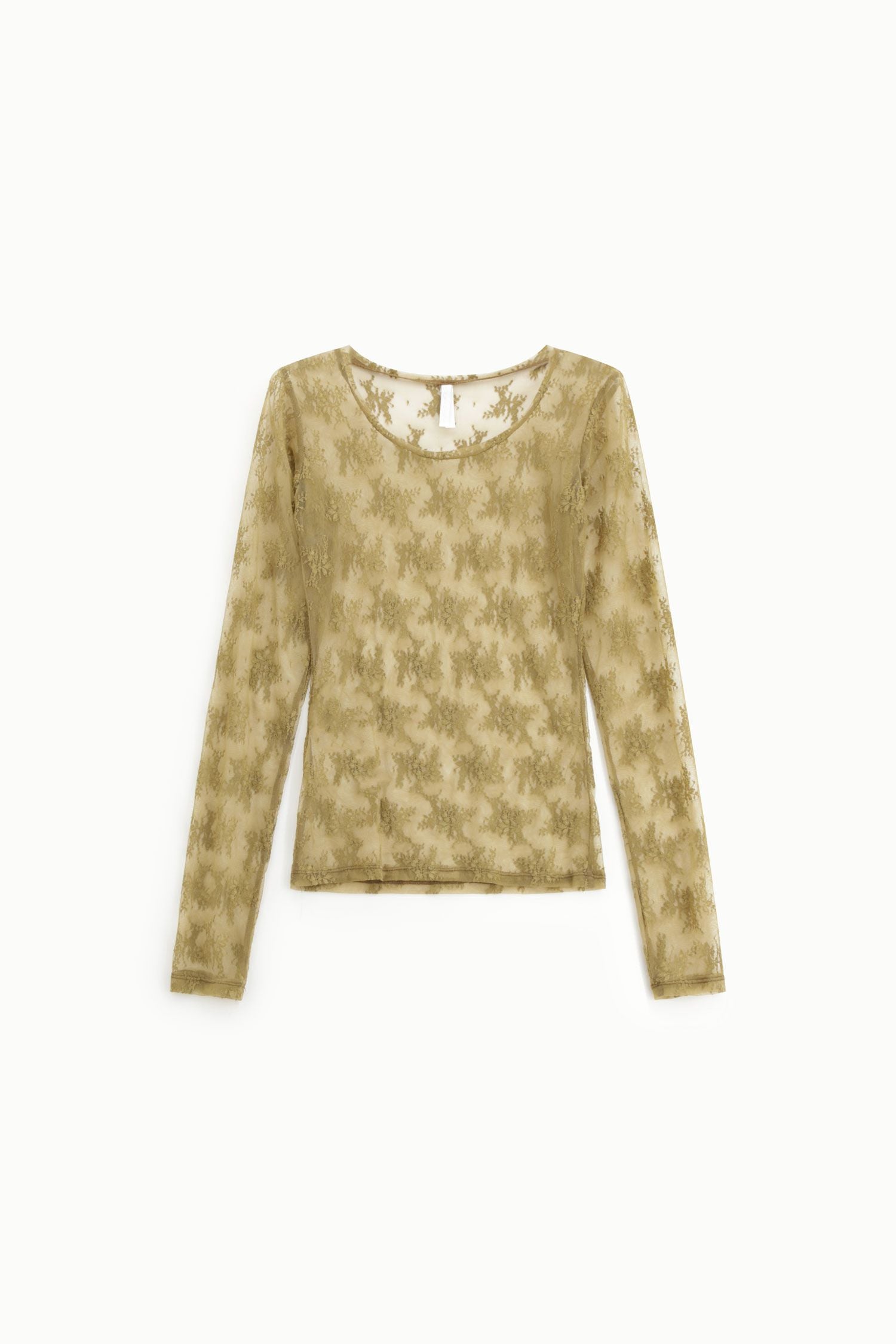 Maglia in pizzo trasparente a maniche lunghe