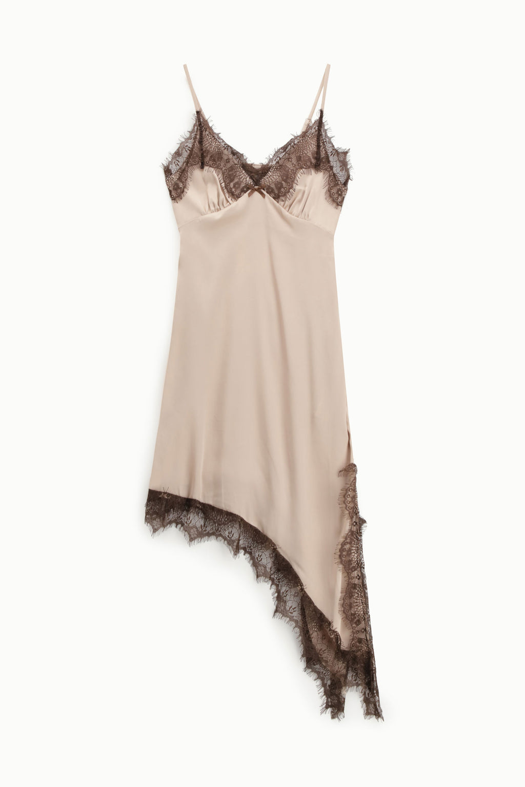 Abito corto con profili in pizzo e spalline sottili