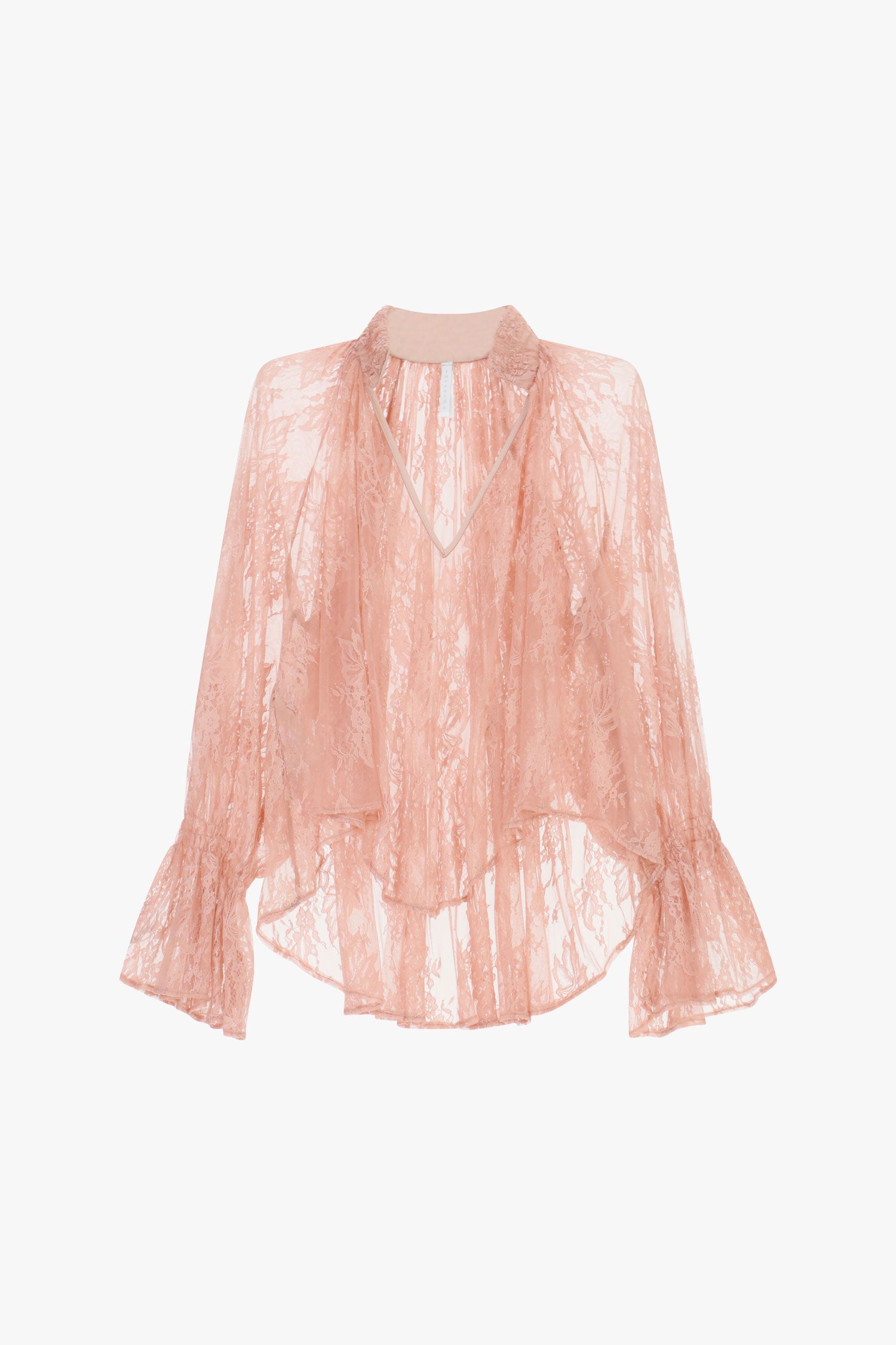 Blusa ampia in pizzo floreale con maniche svasate