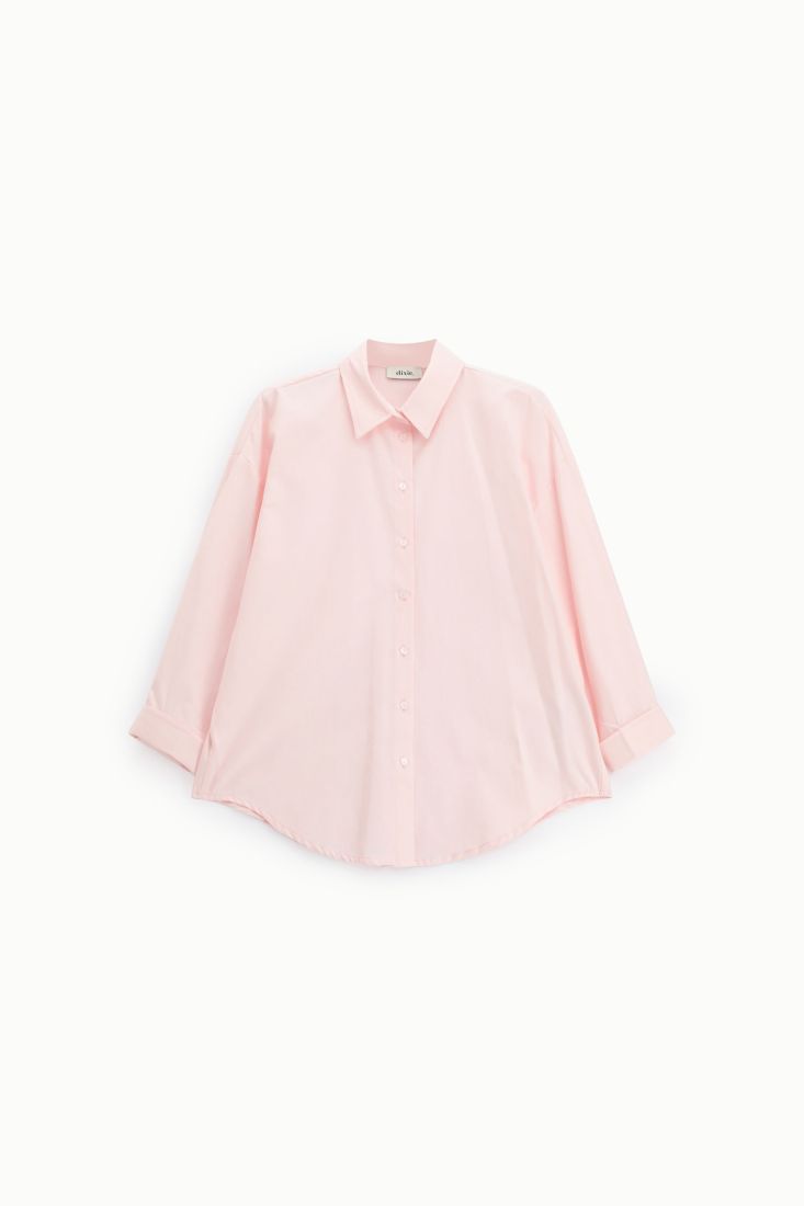 Camicia ampia con colletto classico e maniche 3/4