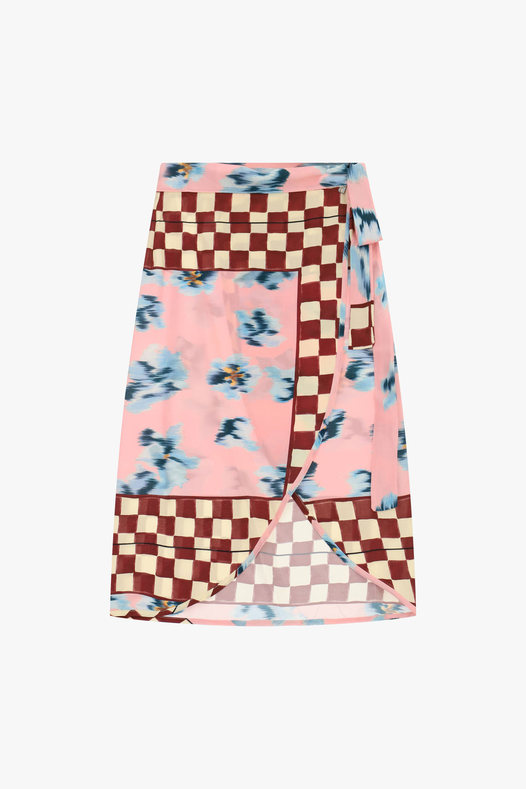 Gonna midi a portafoglio con fantasia patchwork
