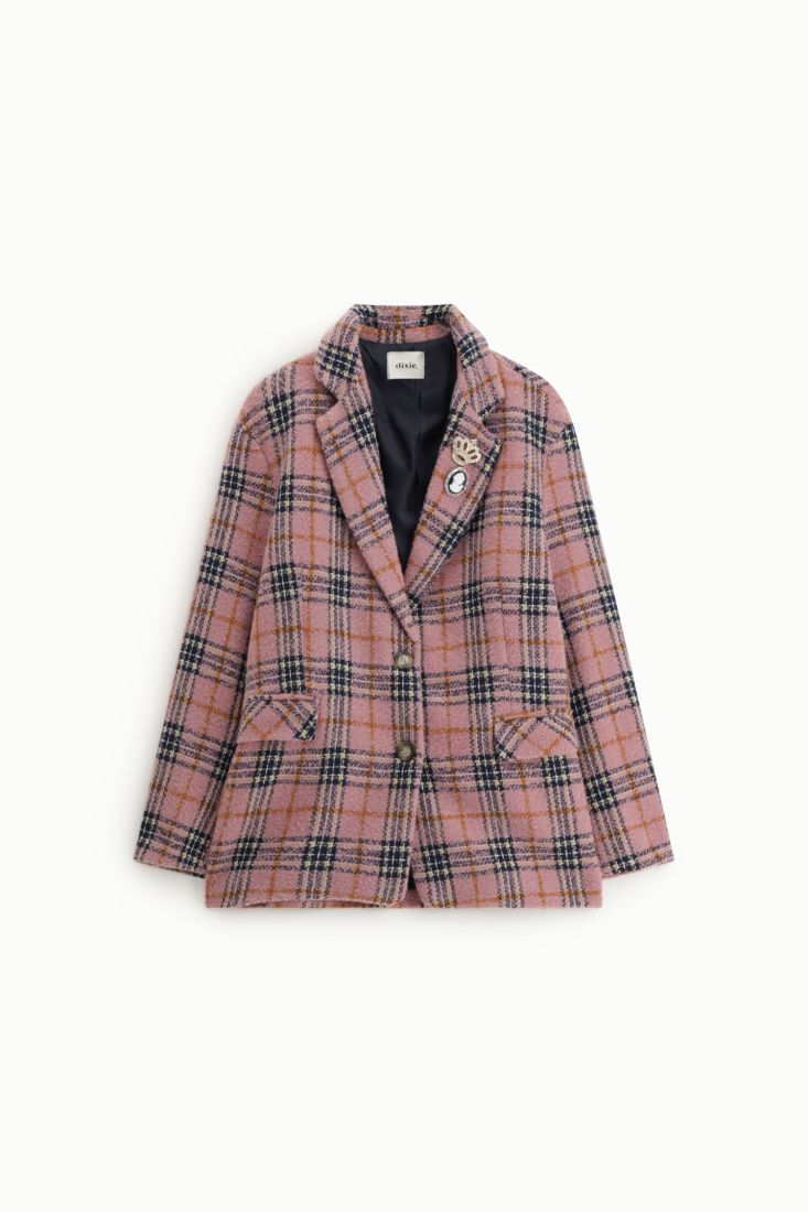 Blazer corto a quadri con tasche frontali