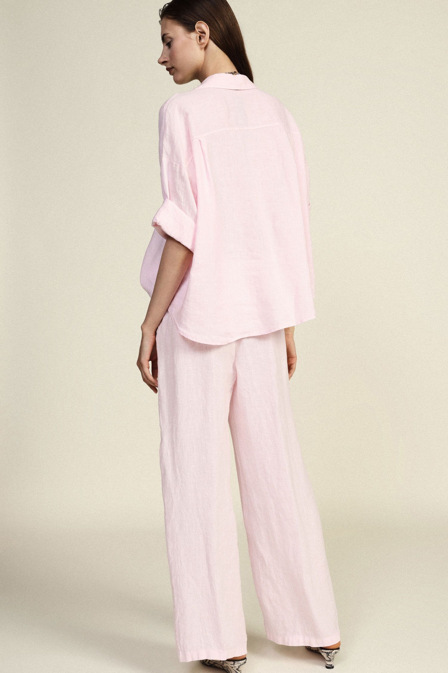 Trousers ampi con vita alta e coulisse
