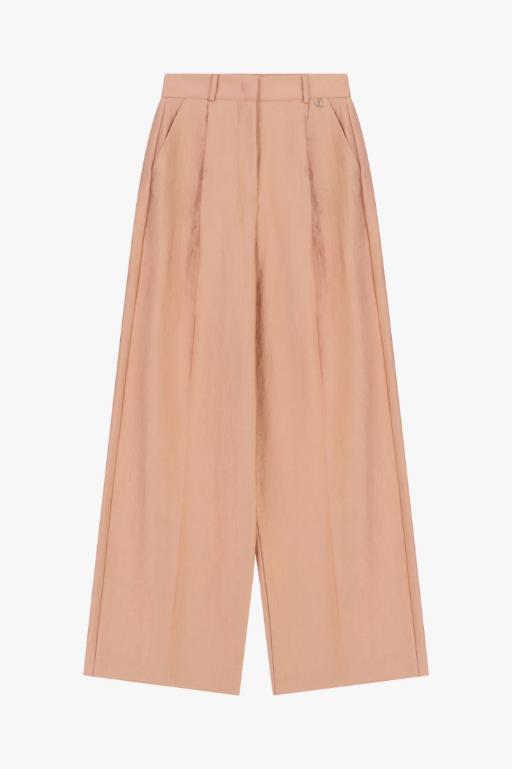 Pantaloni palazzo vita alta con pince frontali