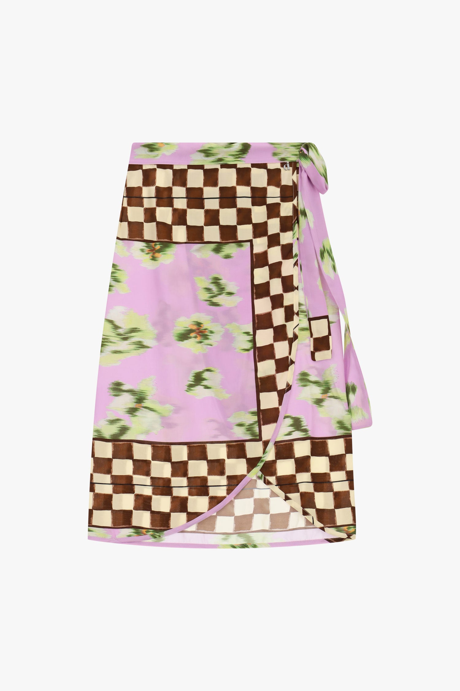 Gonna midi a portafoglio con fantasia patchwork