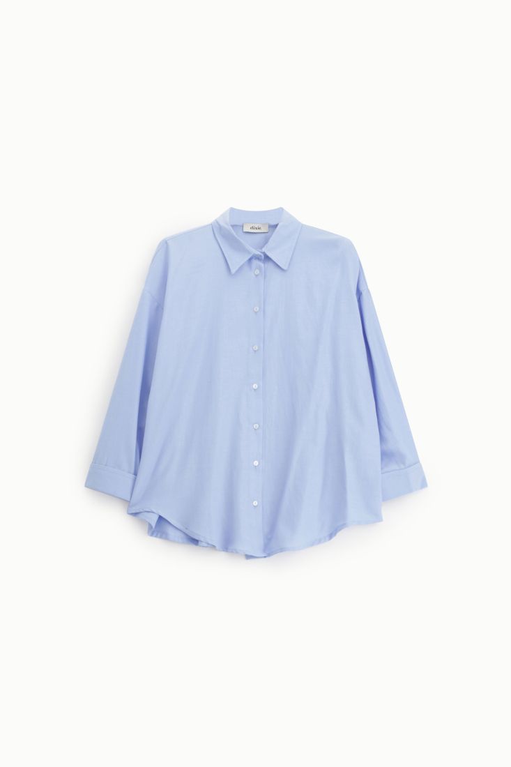 Camicia ampia con colletto classico e maniche 3/4