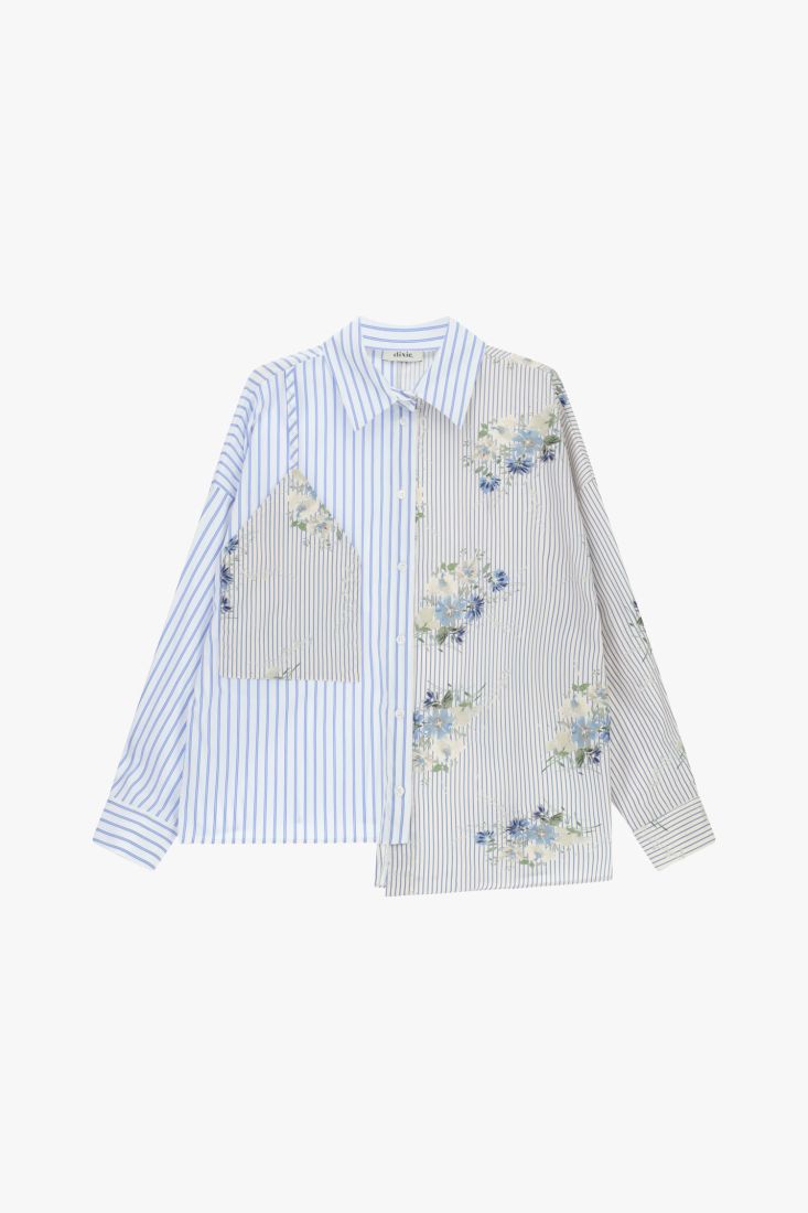 Camicia a righe con stampa floreale