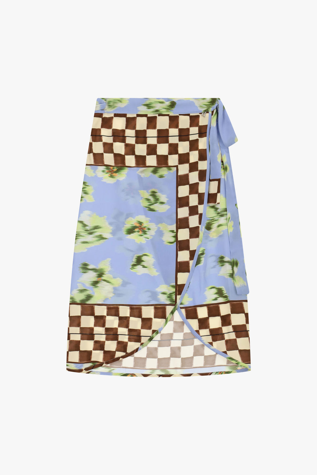 Gonna midi a portafoglio con fantasia patchwork