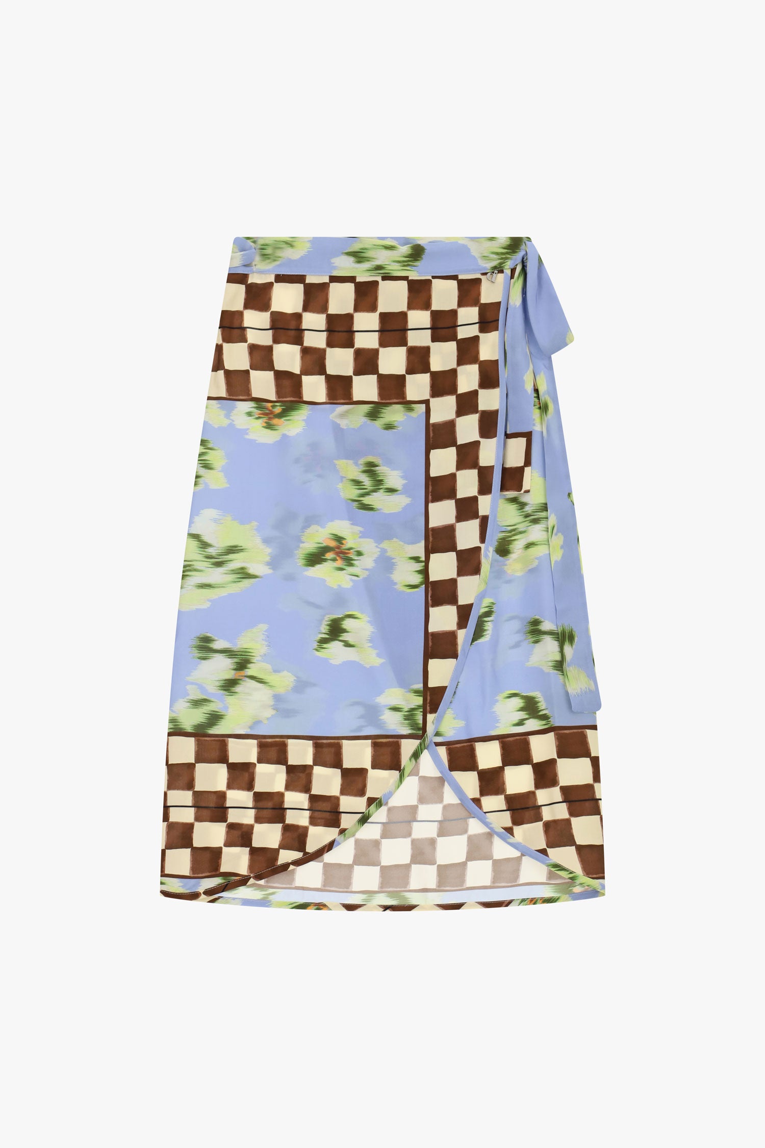 Gonna midi a portafoglio con fantasia patchwork