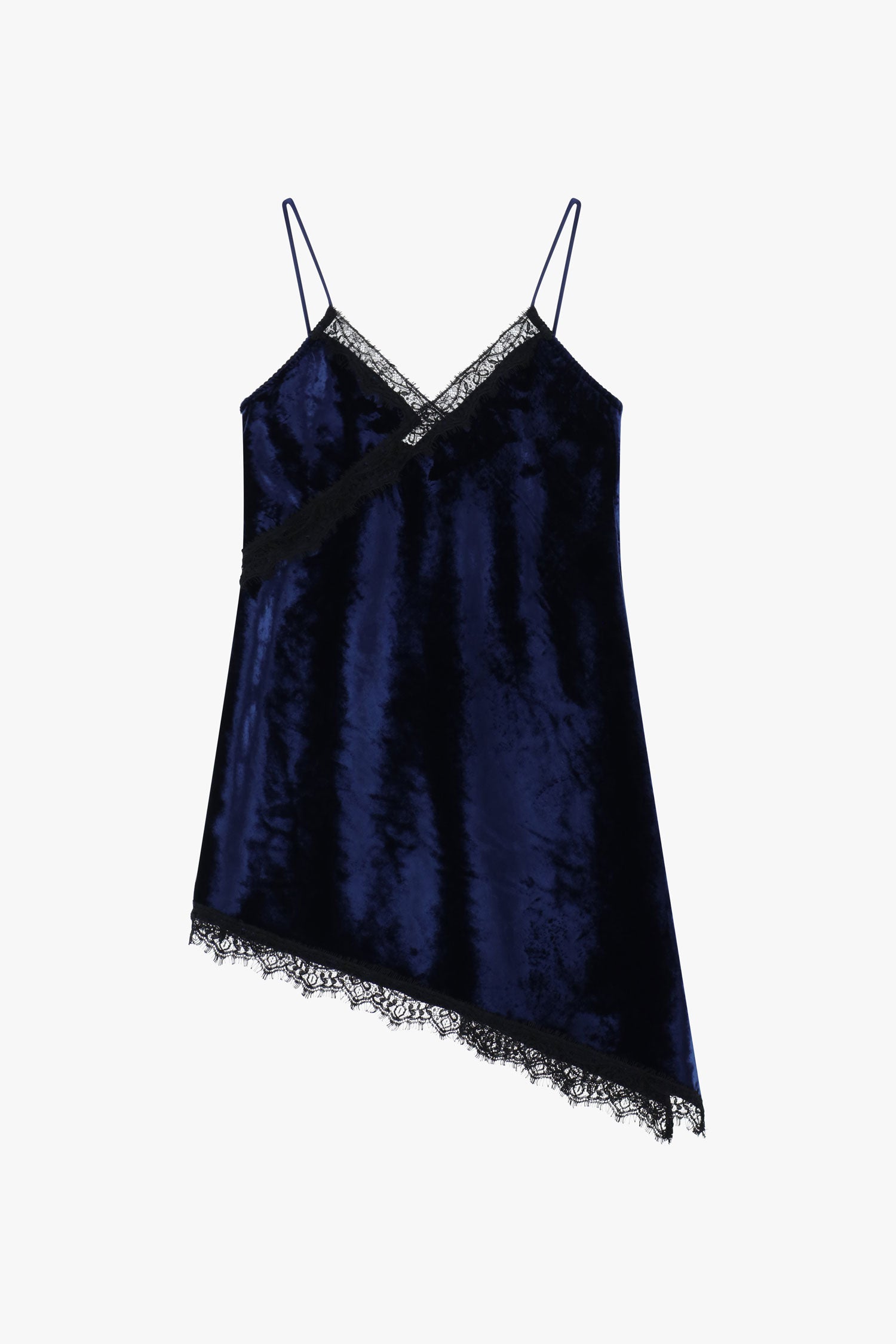 Abito corto con spalline e bordo in pizzo